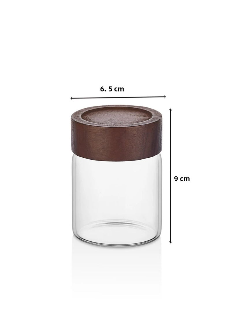 Kitchen Life Acassia Set of 12 Acacia Lid Borosilicate Glass Spice Shakers / 56 Labels Gift / 200ml Made in Turkey - Image 3